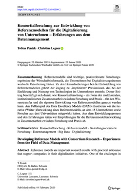 Study: Konsortialforschung zur Entwicklung von Referenzmodellen für die Digitalisierung von Unternehmen - Erfahrungen aus dem Datenmanagement [GERMAN]