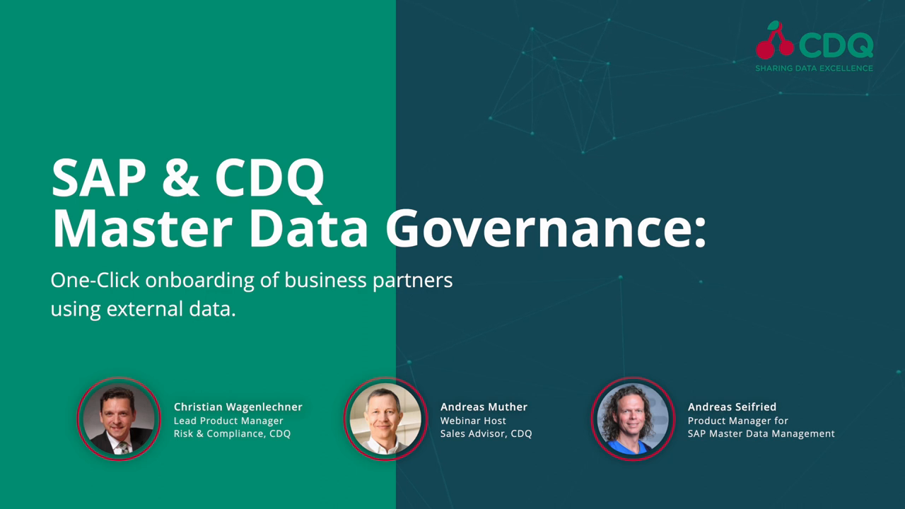 SAP & CDQ Master Data Governance