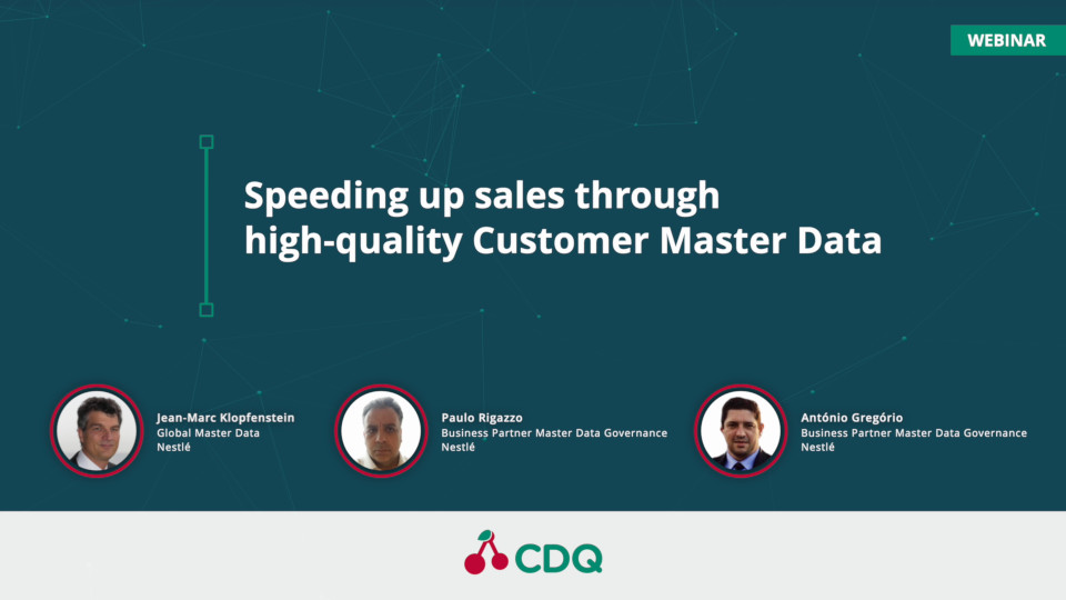 Speeding up sales through high quality Customer Master Data