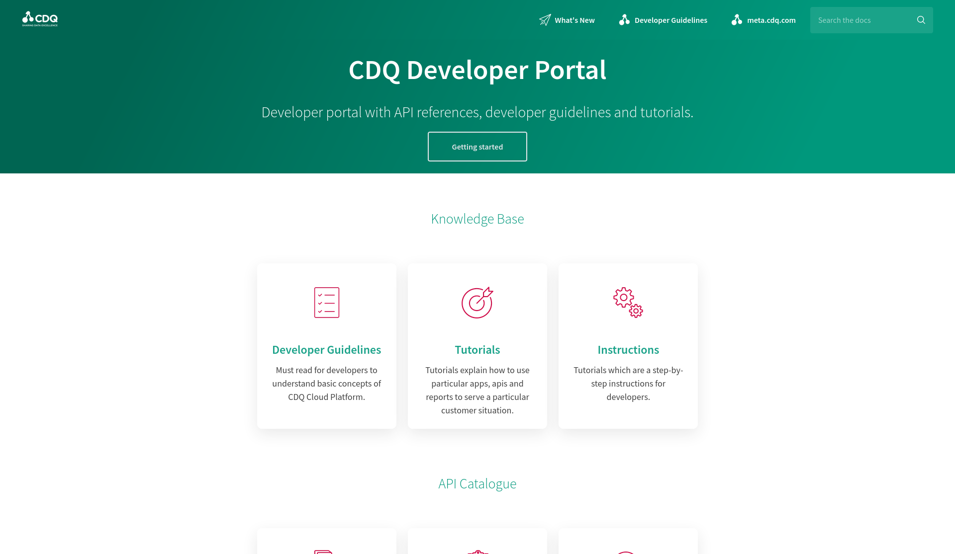 Screenshot CDQ Developer Portal