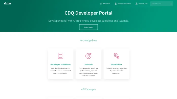 Screenshot CDQ Developer Portal